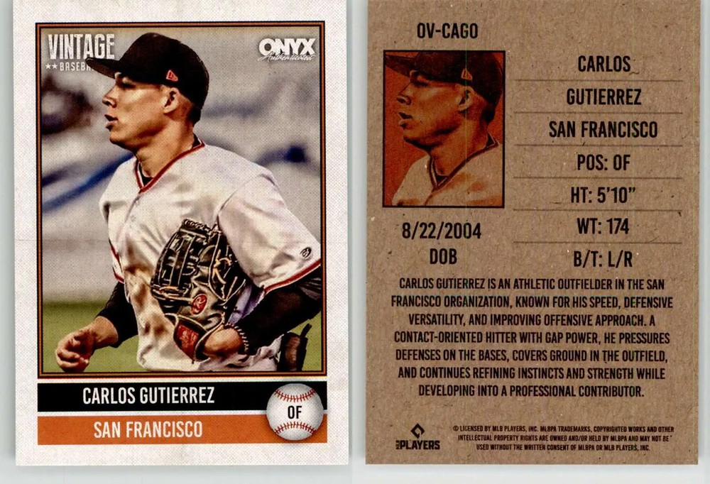 Carlos Gutierrez 2026 ONYX Vintage Baseball OV-CAGO Giants