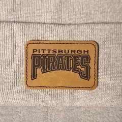 Pittsburgh Pirates Leather Rectangle Patch Gray Beanie Cap MLB