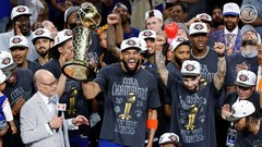 New York Knicks Nike 2026 NBA Finals Champions Authentic Locker Room T-Shirt L