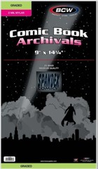 BCW Graded Comic Mylar Archivals 25 Count -2 Mil. Heavy CGC Graded – 9″ x 14″