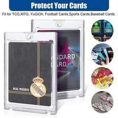 50PCS 35pt Magnetic Card Holder for Cards, One Touch Hard Plastic Thick Cases