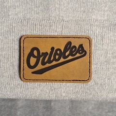 Baltimore Orioles Leather Rectangle Patch Gray Beanie Cap MLB