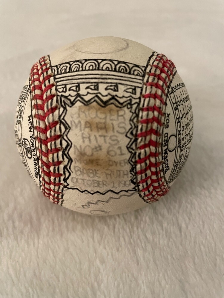 RARE GEORGE SOSNAK ROGER MARIS 61 HOMERUN UNFINISHED BASEBALL !