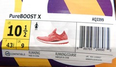 2016 Adidas PureBOOST X Red/White Running Shoe Size Womens 10.5