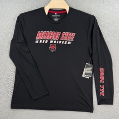 Arkansas State Red Wolves Shirt MENS XL Black Long Sleeve Polyester Tee HOWL YES