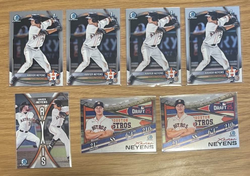 LOT (7) 2025 Bowman Draft XAVIER NEYENS 1st Chrome #BDC-2 + 3 Inserts – Astros