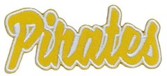 Pirates Text Embroidered Applique Iron On Patch Various Sizes Customize