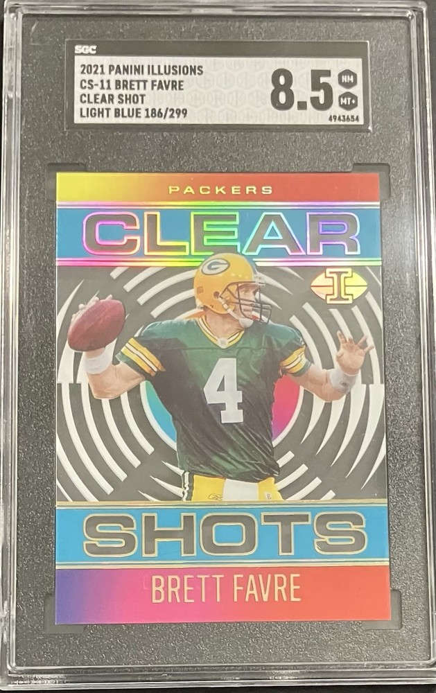 2021 Panini Illusions – Clear Shots Brett Favre #CS-11 Light Blue /299 SGC 8.5