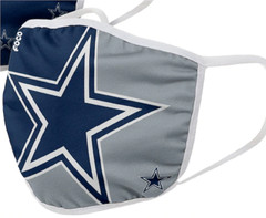 3 Pack Dallas Cowboys Logo Face Mask 2 Layer NFL Football New Unisex Adult Men