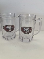 San Francisco 49ers Heavy Duty Plastic Acrylic Mug Cup Tankard Qty 2 New