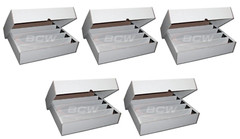 5-Pack BCW 5,000-Card Capacity FULL LID White Trading Card Storage Box GPK MTG