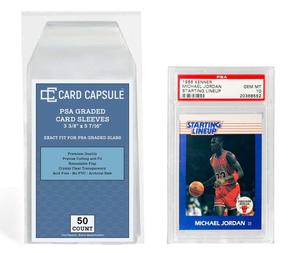 PSA Graded Card Sleeves 50 Count Exact Fit for PSA Slabs Resealable Sleeves Bags