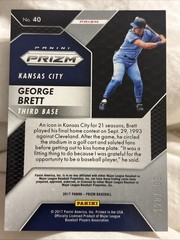 George Brett 2017 Panini Chronicles Prizm Orange /399 #40 Kansas City Royals