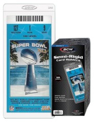 10 BCW SEMI RIGID TICKET HOLDERS 3.5″ x 7.25″ stub currency concert sports event