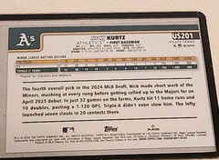 2025 Topps Update #US201 Nick Kurtz Aqua Rainbow Holo Foil SP RC Athletics