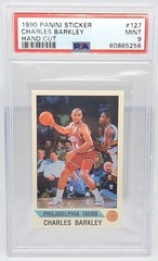 1990 NBA PANINI STICKER CHARLES BARKLEY #127 HAND CUT PSA 9 MINT VINTAGE