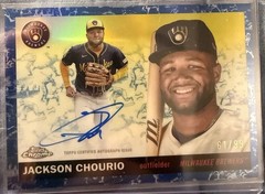 2025 Topps Chrome Platinum Jackson Chourio Blue Toile ON CARD Auto /99 Brewers