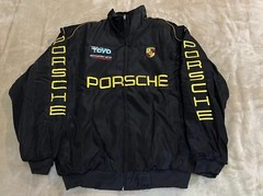 Unisex Adult Racing Black Jacket Embroidered Patches Cotton Padded Porsche M-2XL