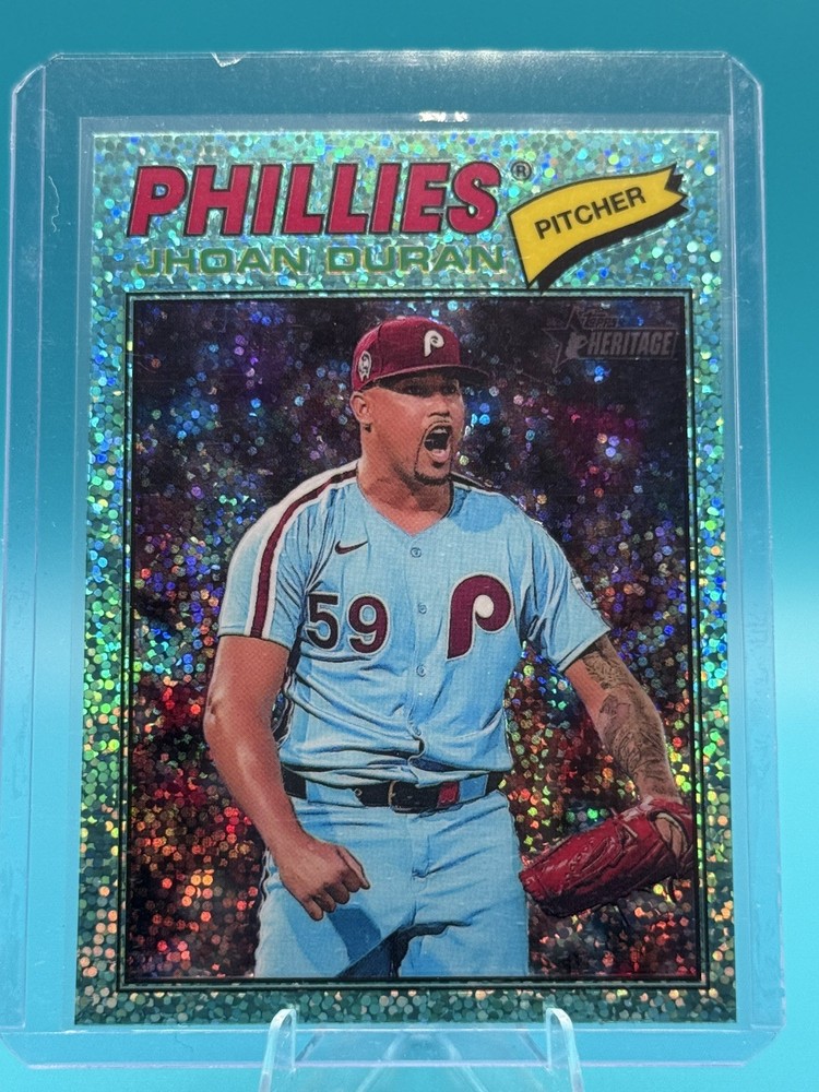 Jhoan Duran 2026 Topps Heritage Short Print Light Blue Sparkle #14 Phillies SP