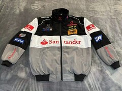 Unisex Adult Benz Jacket Grey Ebroidered Cotton Padded F 1 Racing Jacket