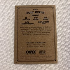 2023 Onyx Vintage Extended – Autographs Colt Keith #OACK Blue Ink (AU, RC)
