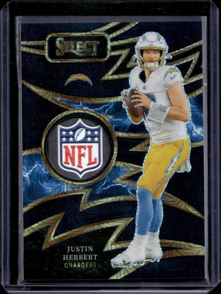 2024 Panini Select Justin Herbert Sparks Black Laundry NFL Shield 1/1 Chargers