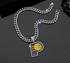 Indiana Pacers GEM NECKLACE Gold/Silver Bling Hip Hop Pendant & 24″ Chain