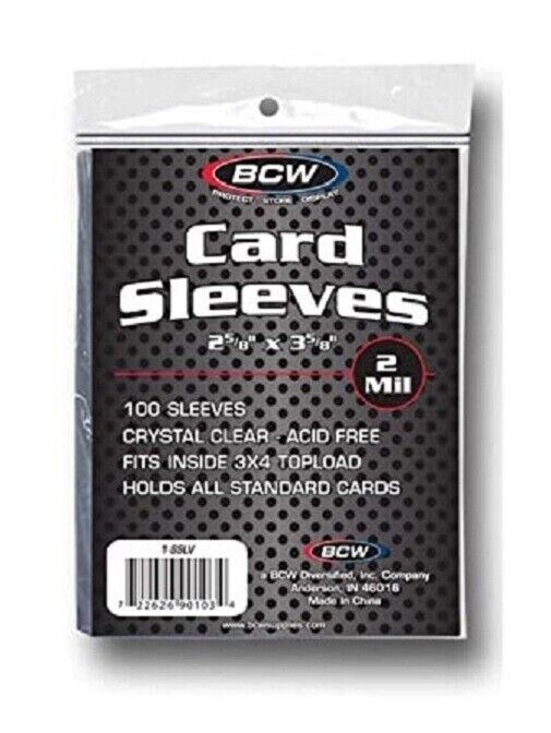 (100ct Pack) BCW Soft Trading Card Sleeves Acid Free Crystal Clear Polyproplyene