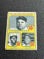 Topps 1973 Babe Ruth Hank Aaron Willie Mays All-Time HR Leaders #1