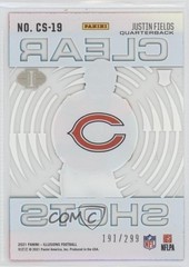 2021 Panini Illusions Clear Shots Light Blue /299 Justin Fields Rookie RC 13ux