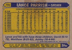 Lance Parrish autographed Baseball Card 1987 Topps #791 (Detroit Tigers)
