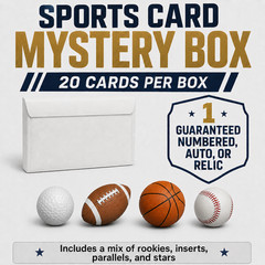 Sports Card Mystery Box – 20 Cards – 1 Guaranteed Numbered Auto or Relic Card