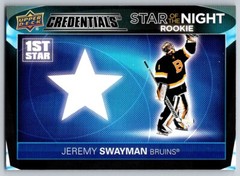 Jeremy Swayman 2021 Credentials 1st Star of the Night Rookies #1SR-5 Rookie RC