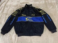 Unisex Adult Racing Black Jacket Embroidered Patches Cotton Padded Subaru M-2XL