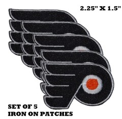 LOT of 5 Philadelphia Flyers Embroidered Iron On Patches HOCKEY Logo 2.25 inch