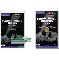 100 – BCW Silver Backing Boards & 2-Mil Resealable Polypropylene Comic Book Bags