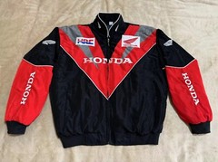 Unisex Adult Racing Red Jacket Embroidered Patches Cotton Padded Honda M-2XL
