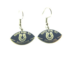 Indianapolis Colts Football Blue Dangle Earrings 1 Inch Super Bowl XLI 2007