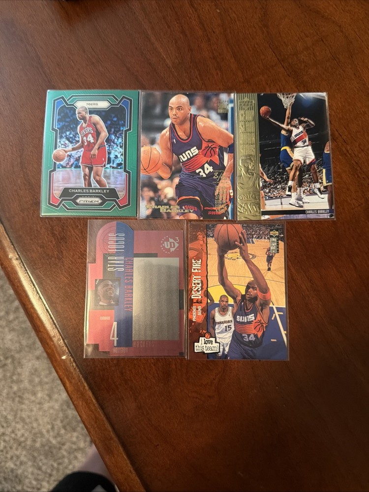 5 Various Charles Barkley Basketball Cards Inserts And Base Cards