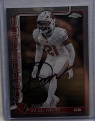 Topps Chrome Garrett Williams Arizona Cardinals On Card Auto Signed IP #6