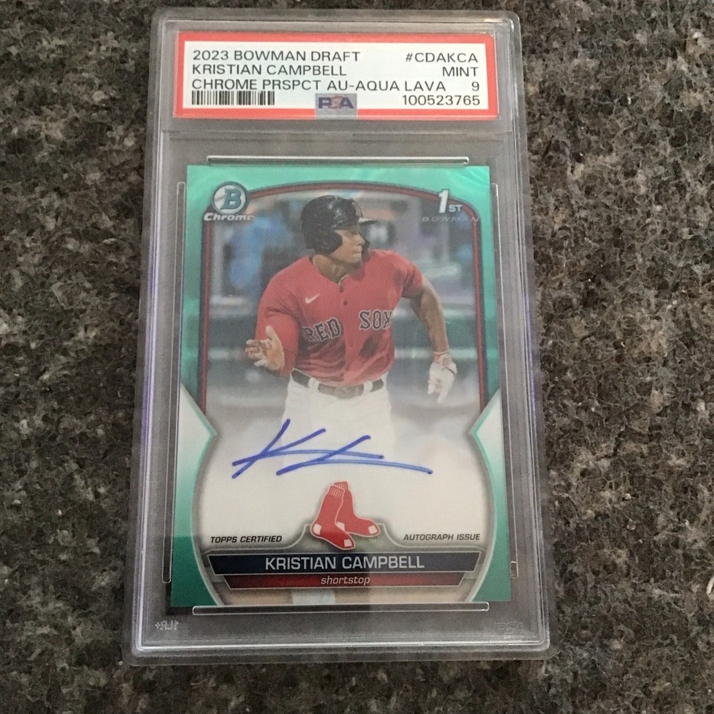 2023 Bowman Chrome Kristian Campbell 1st Auto Aqua Lava Refractor /199 PSA 9
