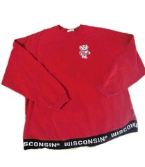 Wisconsin Badgers Fleece Crewneck Double-sided Side Mens XL Red