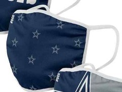 3 Pack Dallas Cowboys Logo Face Mask 2 Layer NFL Football New Unisex Adult Men