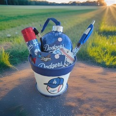 LA Dodgers Small Plastic Planter Themed Gift Set-Includes Multiple Items