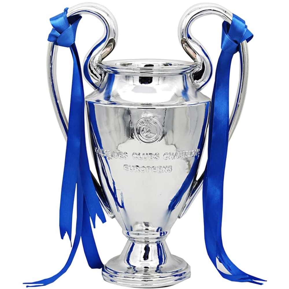 «Office Decoration Trophy, Chrome Plated Silver/Blue Ribbon»