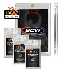 3 BCW Magnet Card Holder 55 Pt Recessed UV Protection Slab 2 1/2 x 3 1/2 Inside