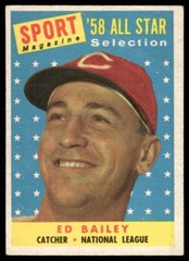 VG+/- ED BAILEY 1958 TOPPS #490 ALL-STAR CREASED TOP RIGHT VINTAGE *TPHLC-7394