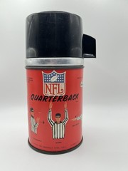 1964 Aladdin Metal Thermos NFL Quarterback Half Pint Glass Filler