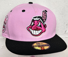 Cleveland Indians Wahoo New Era Fitted Club 59Fifty Hat Custom NEW PINK
