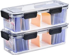 Trading Card Storage Box with 5 Dividers for 165 Toploaders 650 Cards (2 Pack)